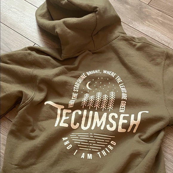 New York & Company Olive Green Hoodie with Interior Logo Tag - Picture 3 of 3